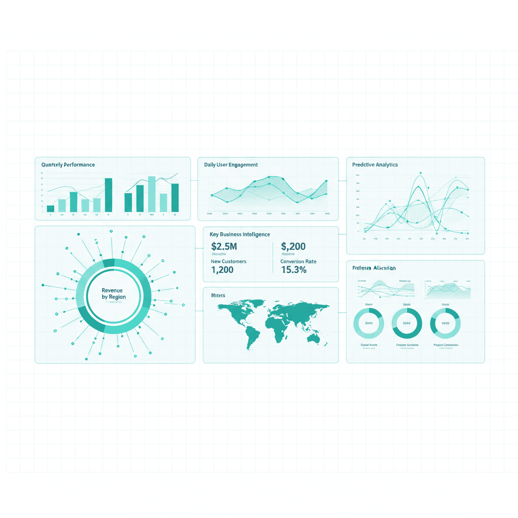 Data analytics dashboard with charts and visualizations