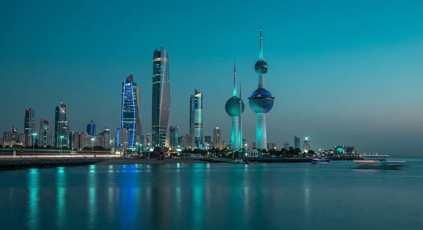 Kuwait City skyline featuring Kuwait Towers