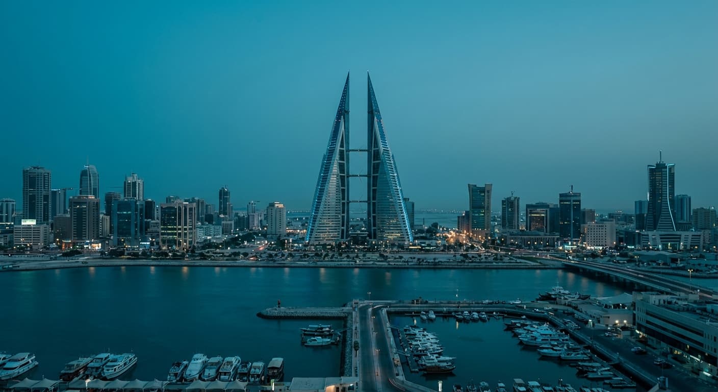 Manama skyline featuring Bahrain World Trade Center